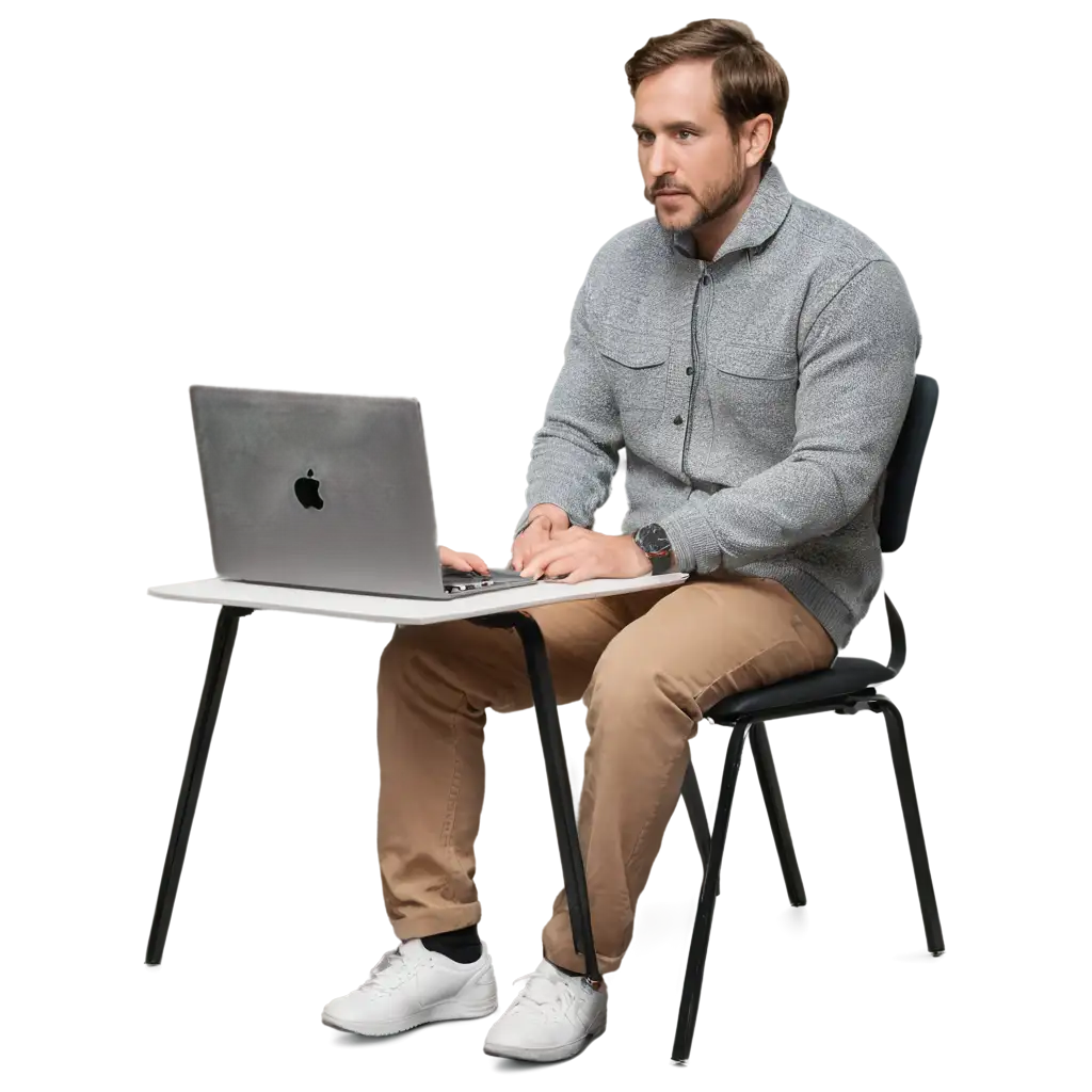 mac user sitting at desk