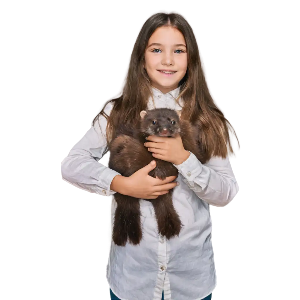 10YearOld-Girl-Holding-a-Mink-HighQuality-PNG-Image-for-Creative-Use