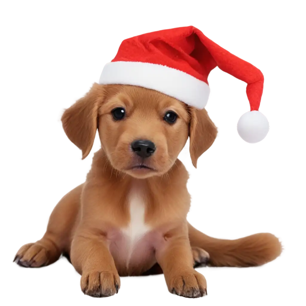 Cute-Puppy-Caramel-with-Christmas-Hat-PNG-Perfect-for-Holiday-Design-Projects