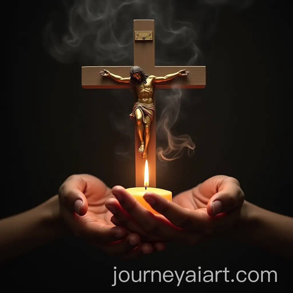 Realistic-Hands-Praying-with-a-Crucifix-and-Candle-in-Serene-Setting