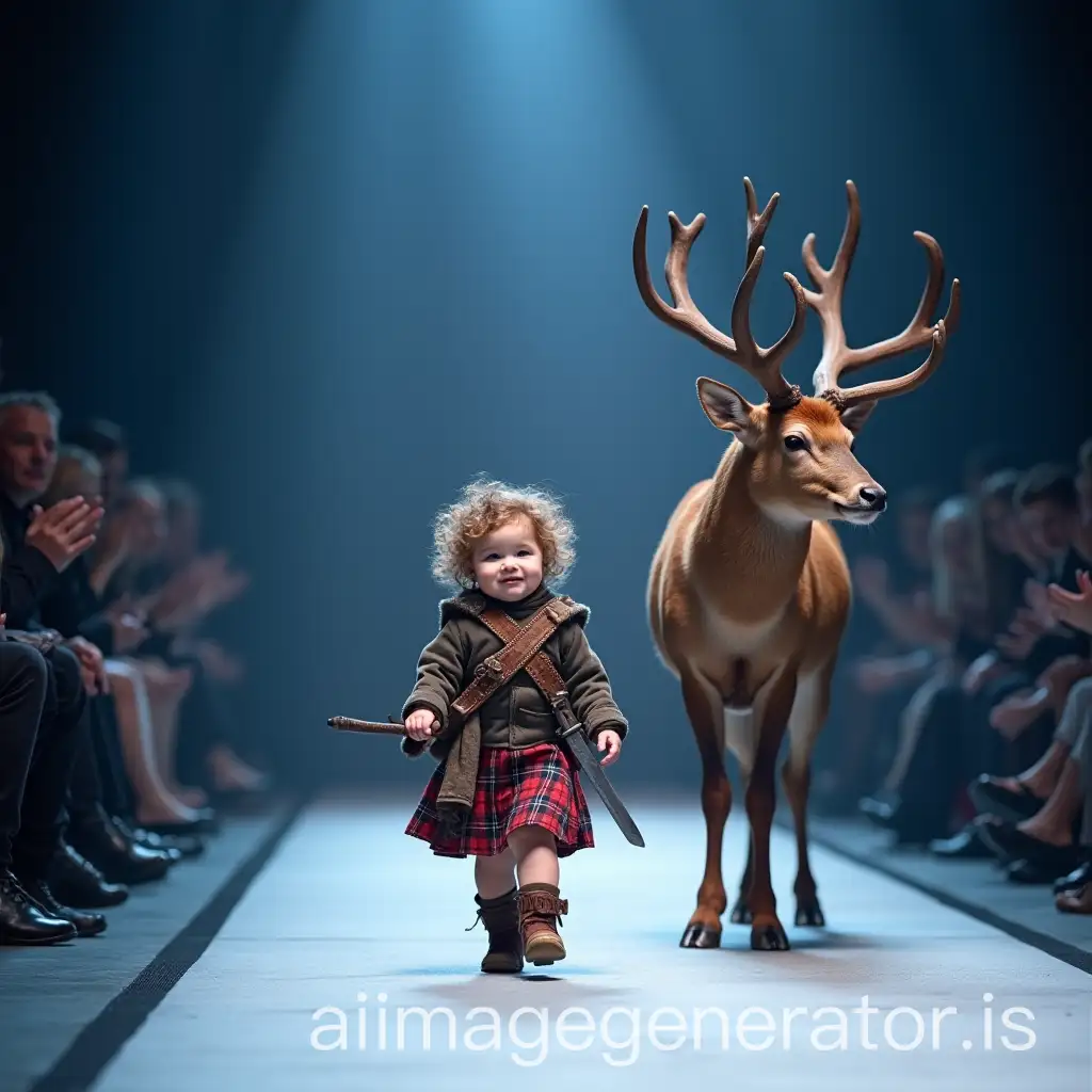 2YearOld-Highland-Warrior-Walks-with-Majestic-Deer-on-Runway