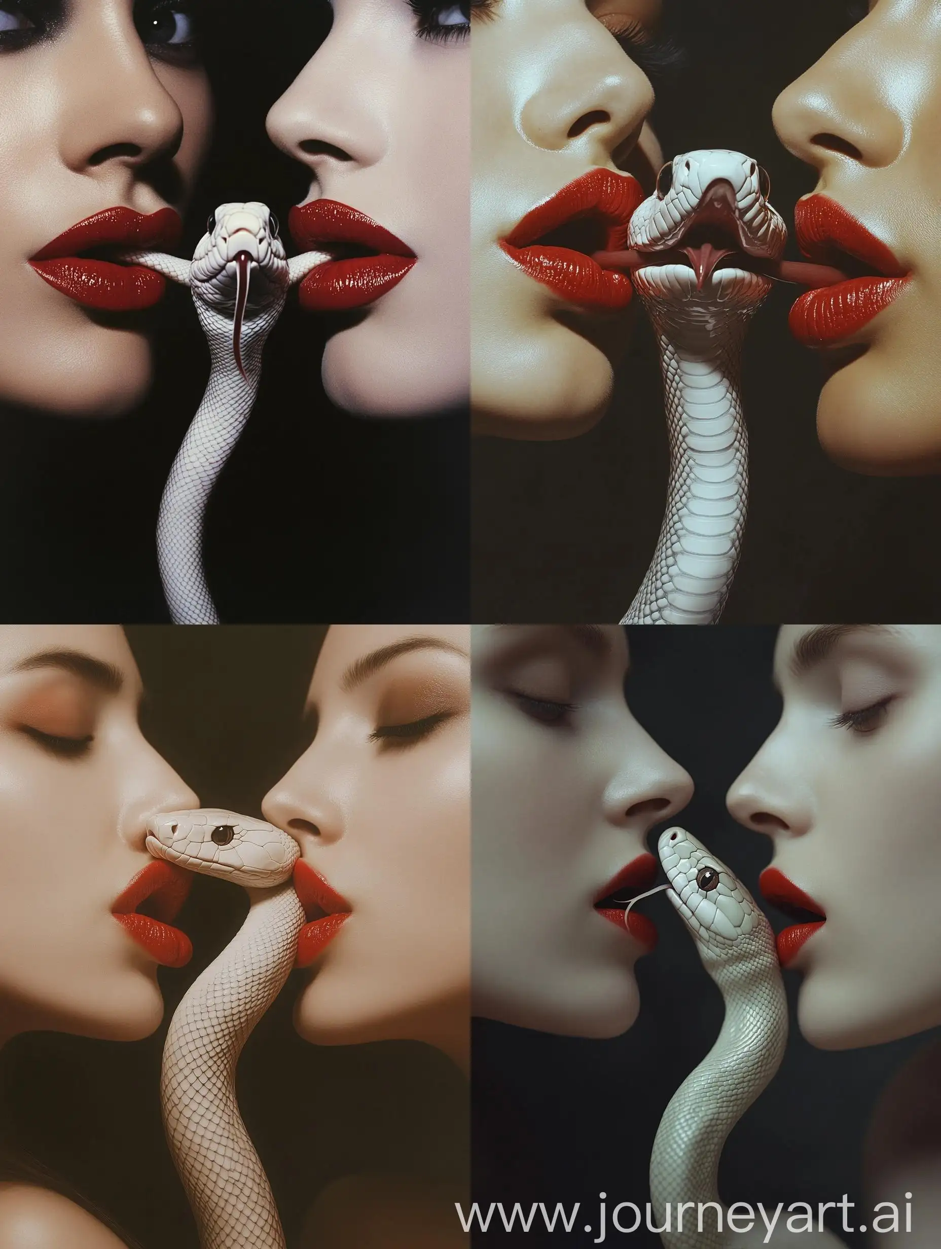 Three-Women-with-Red-Lips-and-a-White-Snake-Symbolizing-Temptation