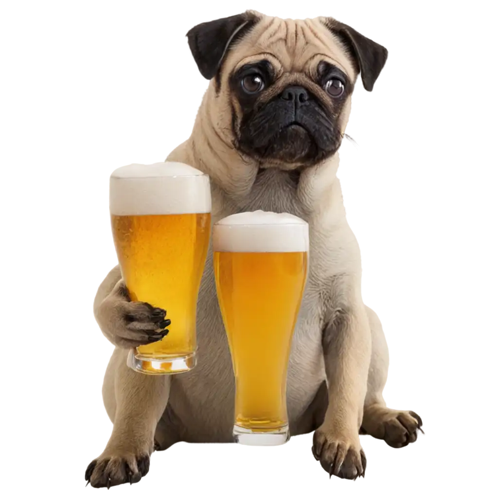 pug drinking beer