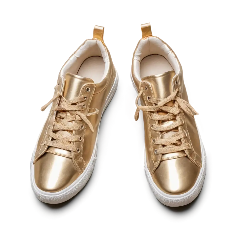 Gold-Women-Sneakers-PNG-Image-with-Unique-Pointing-Up-and-Down-Design