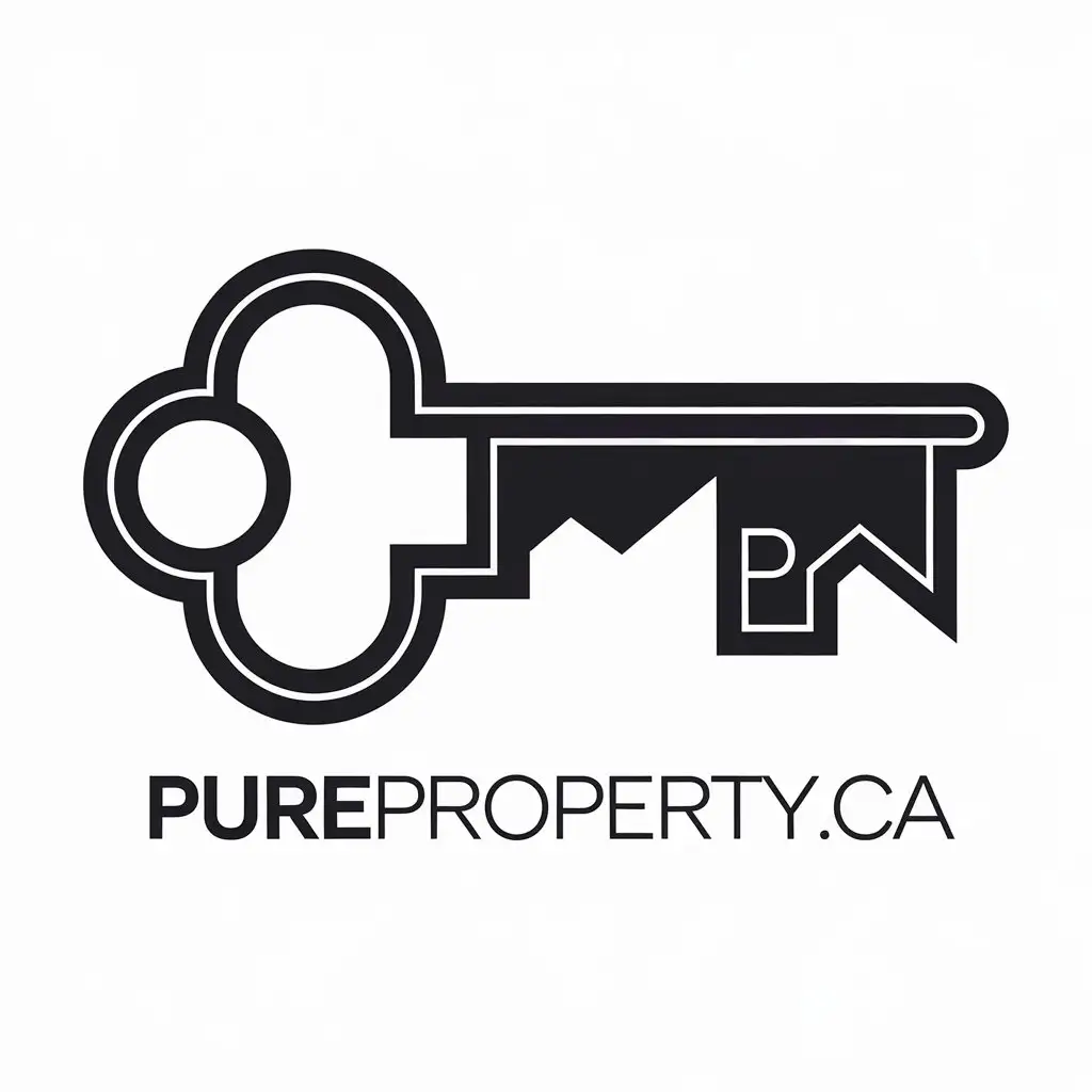 LOGO Design for PurePropertyca Minimalistic Key Symbol with Bold Pure and Uppercase P for Technology Industry