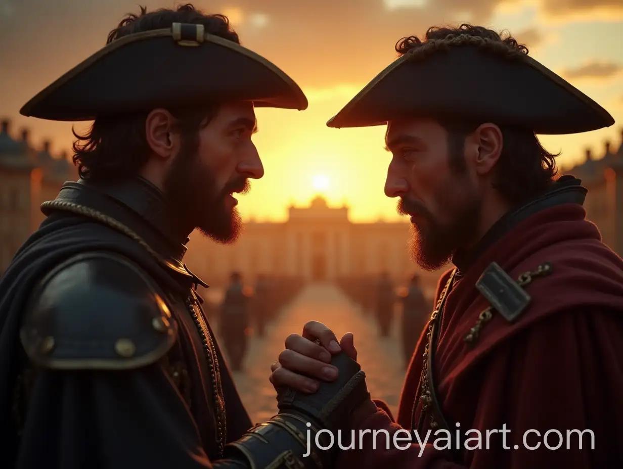 Exhausted-Cossack-and-Grenadier-Shaking-Hands-at-Dawn