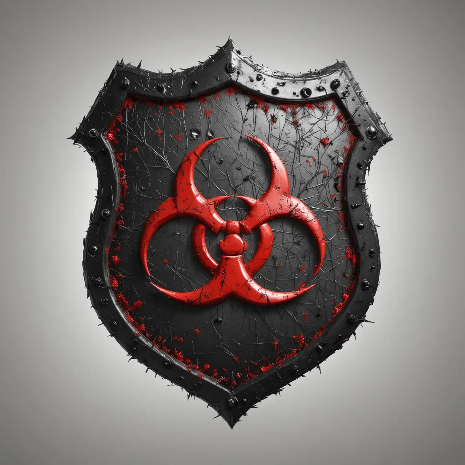 Biological-Hazard-Shield-with-Red-Symbol-on-White-Background