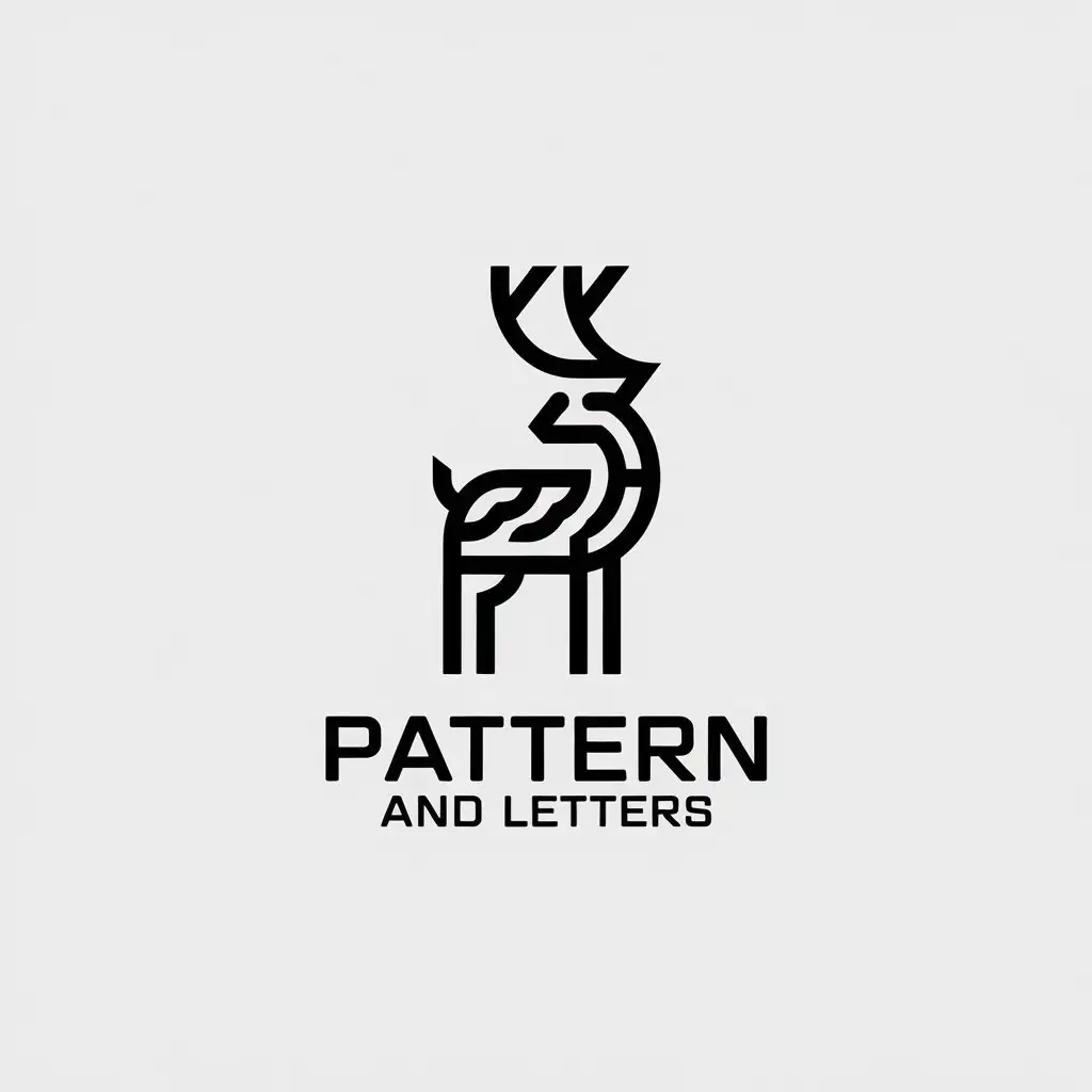 a vector logo design,with the text "pattern and letters", main symbol:deer,Minimalistic,be used in clothing industry,clear background