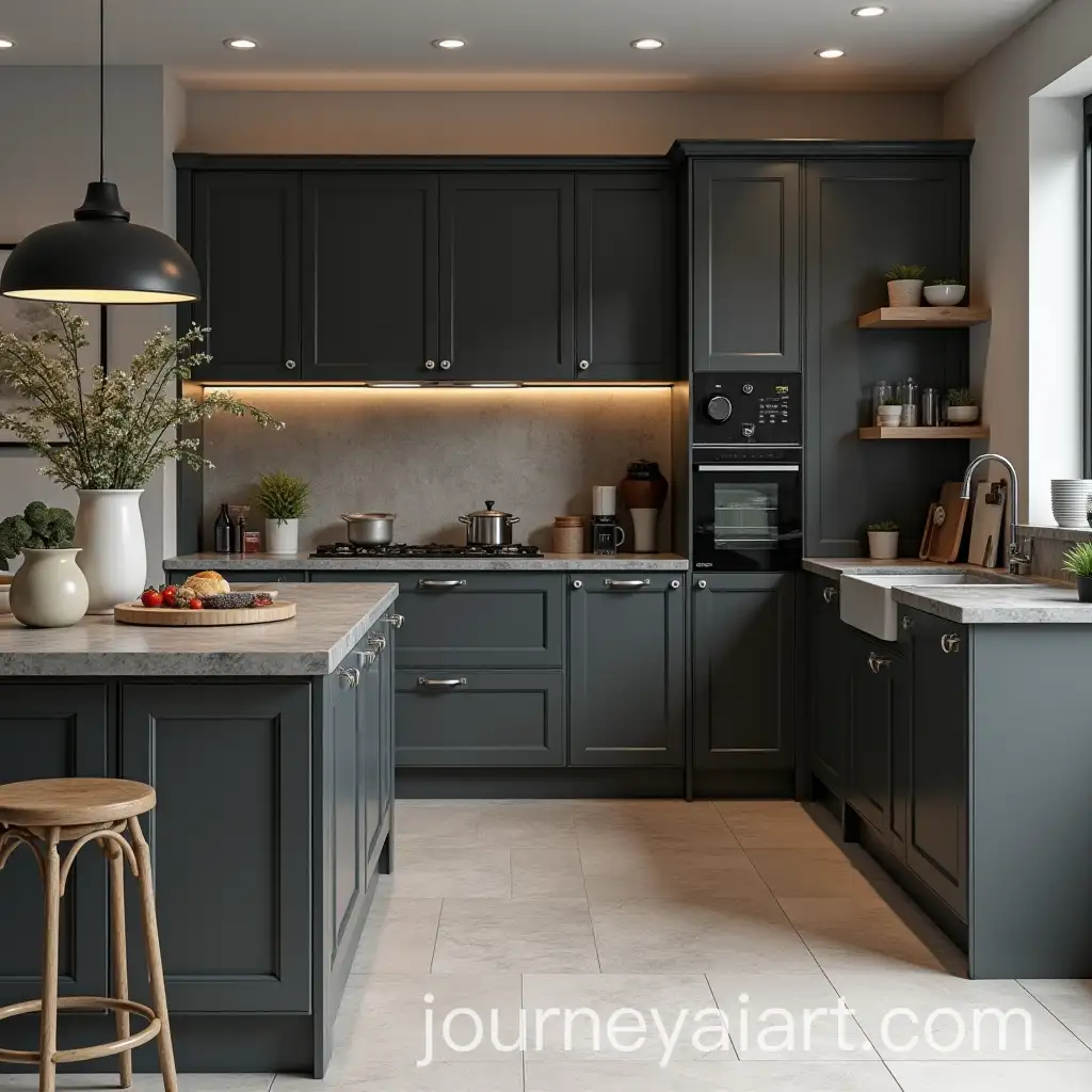 Modern-Kitchen-with-Grey-and-Black-Color-Scheme