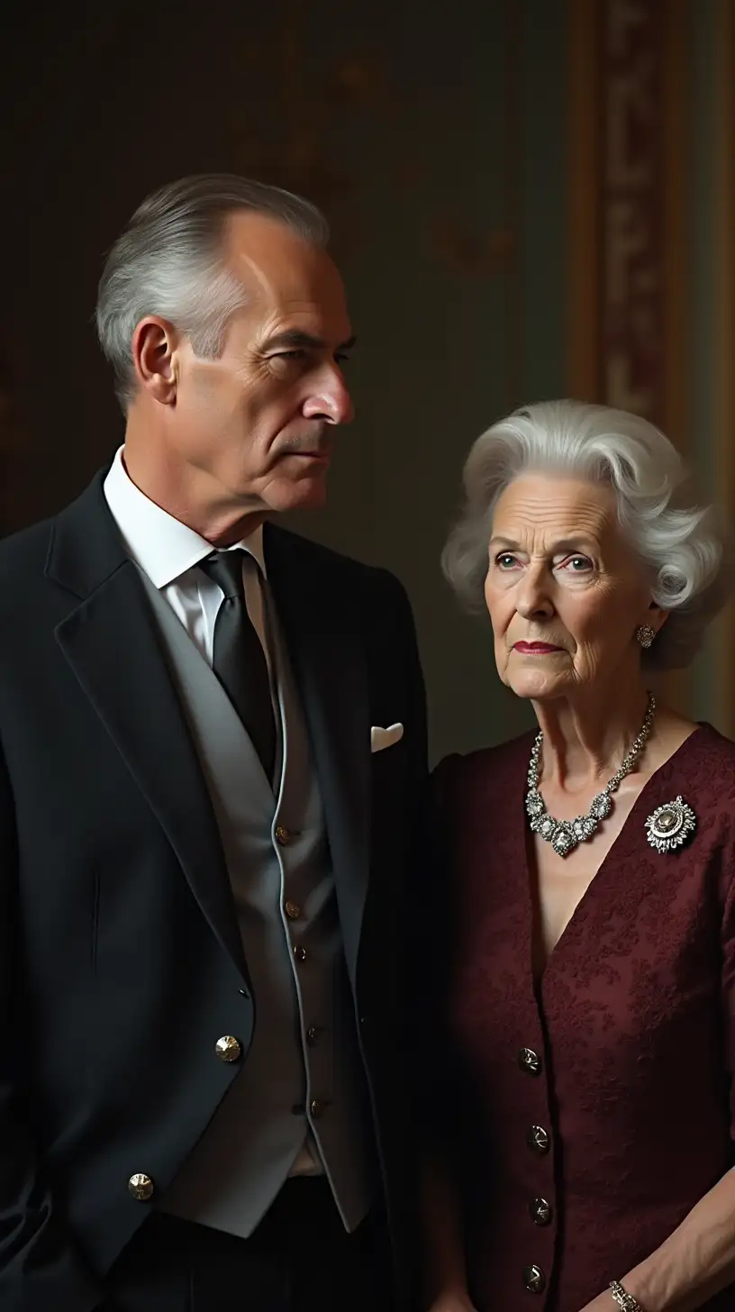 Royal Family Portrait Prince Henrik and Queen Margrethe II in Formal Attire