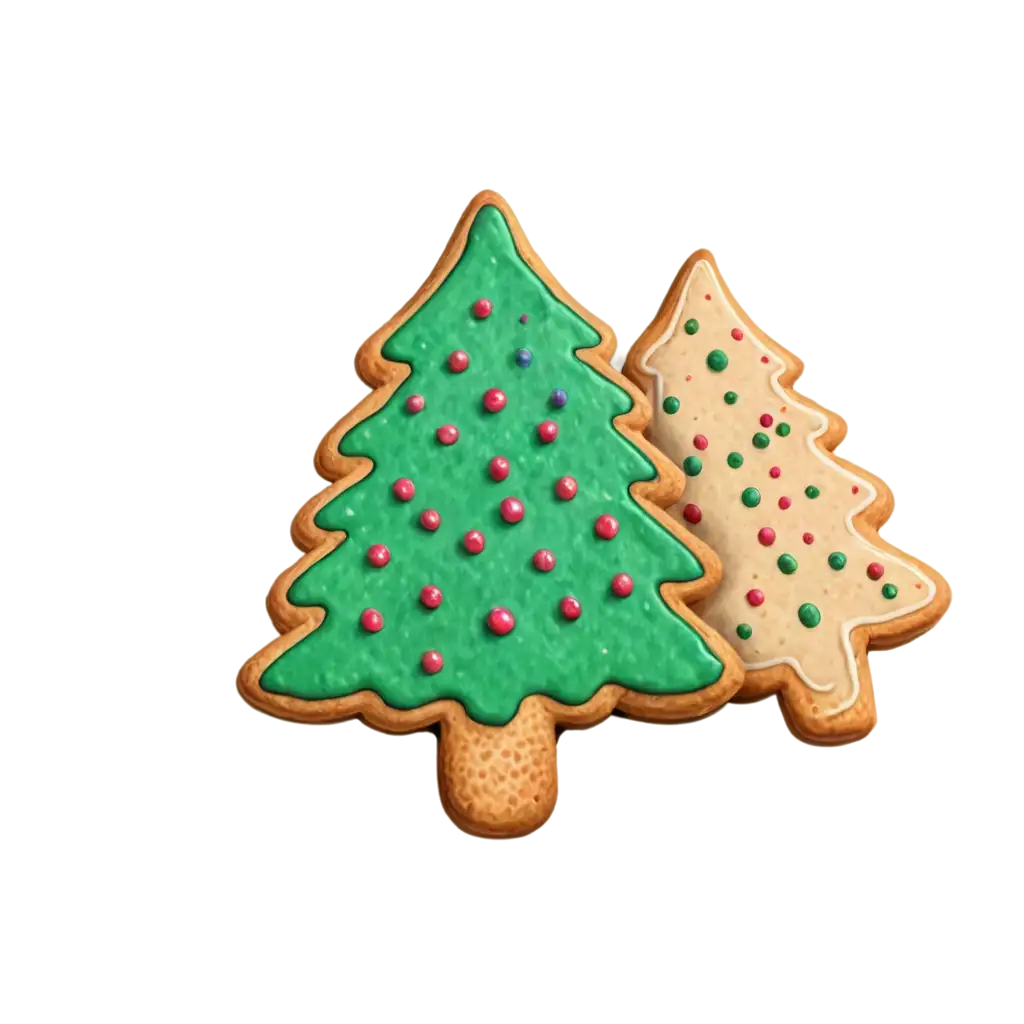 New-Years-Cookie-in-the-Shape-of-a-Christmas-Tree-PNG-Colorful-Style-Drawing-for-Holiday-Graphics