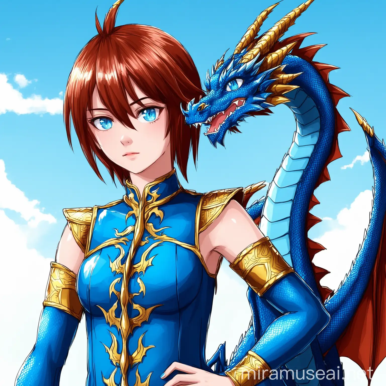 Fantasy Sky Dragon with Blue Eyes and Feminine Features