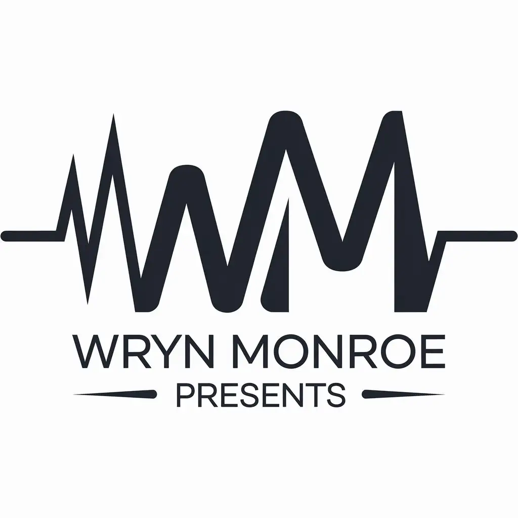 LOGO Design for Wryn Monroe Presents Vector Style with Heartbeat Rhythm from W M for Internet Industry