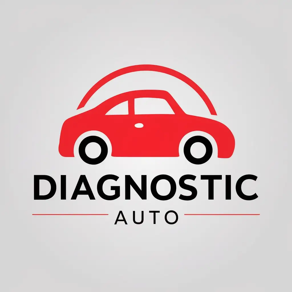 LOGO Design for Diagnostic Auto Red and White Auto Symbol on Clear Background