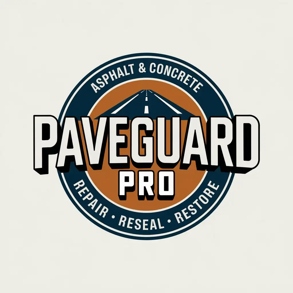 Logo Design For PaveGuard Pros Modern Circular Design with Intersection Symbol and Calvary Blue Burnt Orange Colors