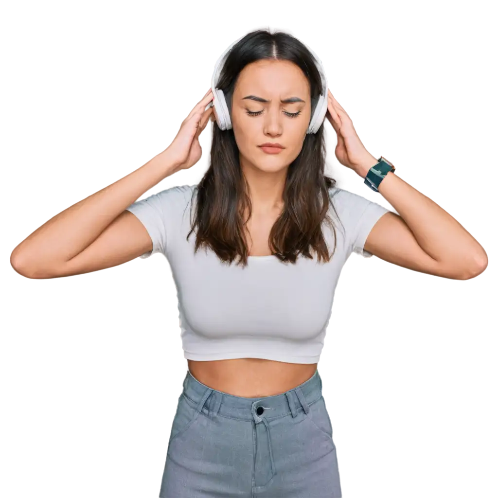 Concentrated-Person-with-Headphones-Listening-to-Healing-Audio-PNG-Image