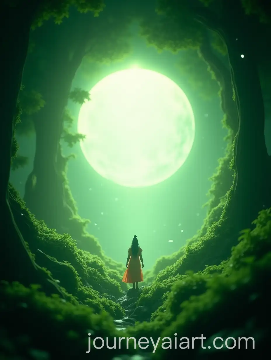 Lord-Shiva-Soaring-in-a-Lush-Forest-Tunnel-with-Floating-Text-and-Wireless-Earbuds