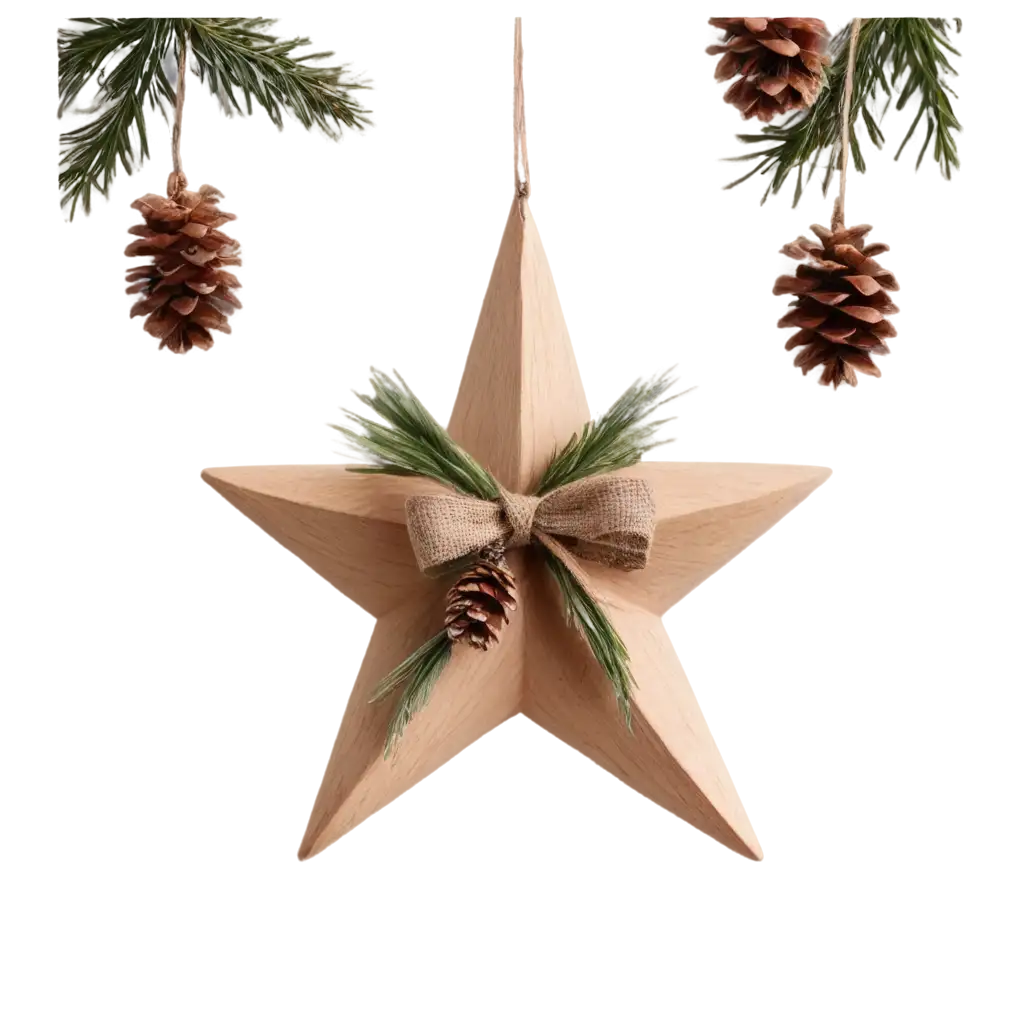 Handmade-Wooden-Star-Ornament-PNG-with-Burlap-Ribbon-for-Rustic-Christmas-Decor