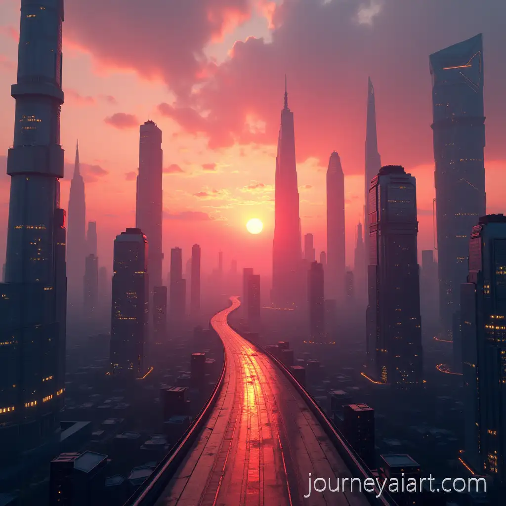 FuturFuturistic-city-at-sunsetistic-Cityscape-at-Sunset-with-Cinematic-Lighting