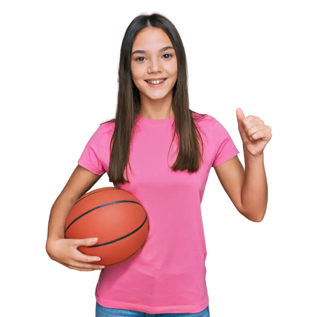 Young-Girl-Smiling-with-a-Basketball-in-a-Pink-TShirt-HighQuality-PNG-Image