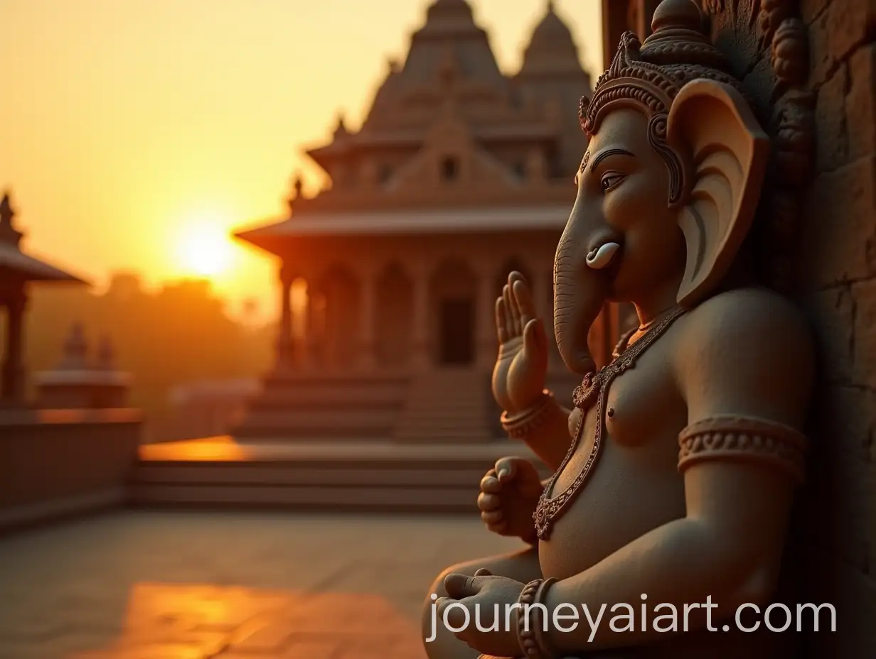 Golden-Sunrise-Over-Ancient-Indian-Temple-with-Lord-Ganesha-Idol