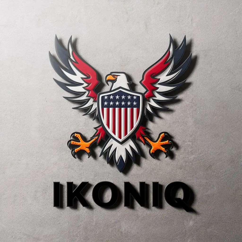 LOGO Design For IKONIQ Red White Blue Eagle with American Shield