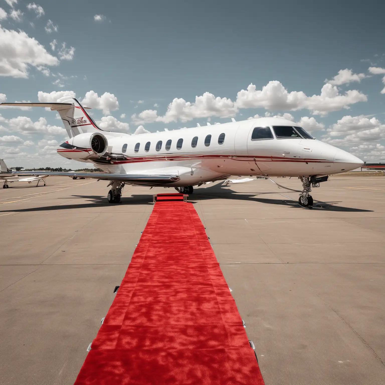 Luxury Private Jet with Red Carpet Steps