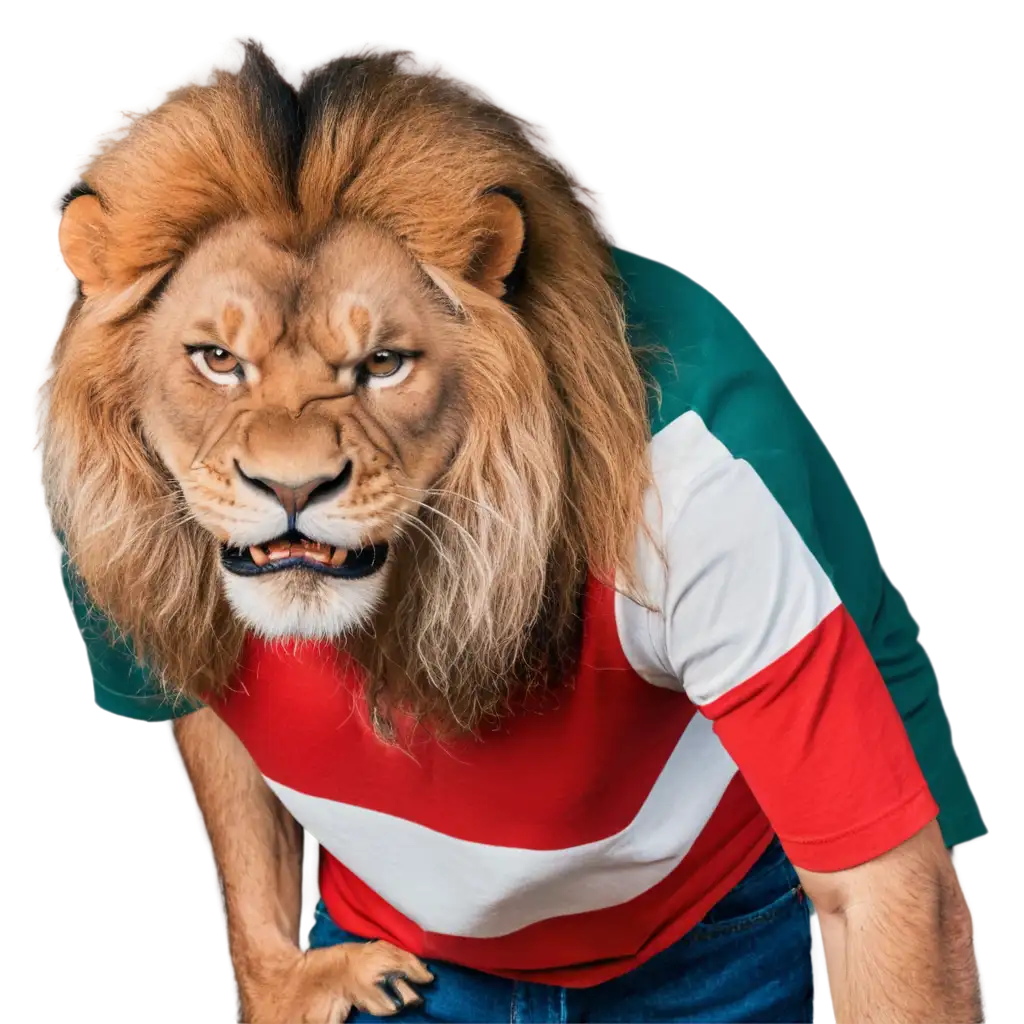 Angry-Lion-PNG-Image-with-Red-White-and-Dark-Green-Shirt-Ferocity-and-Style-Combined