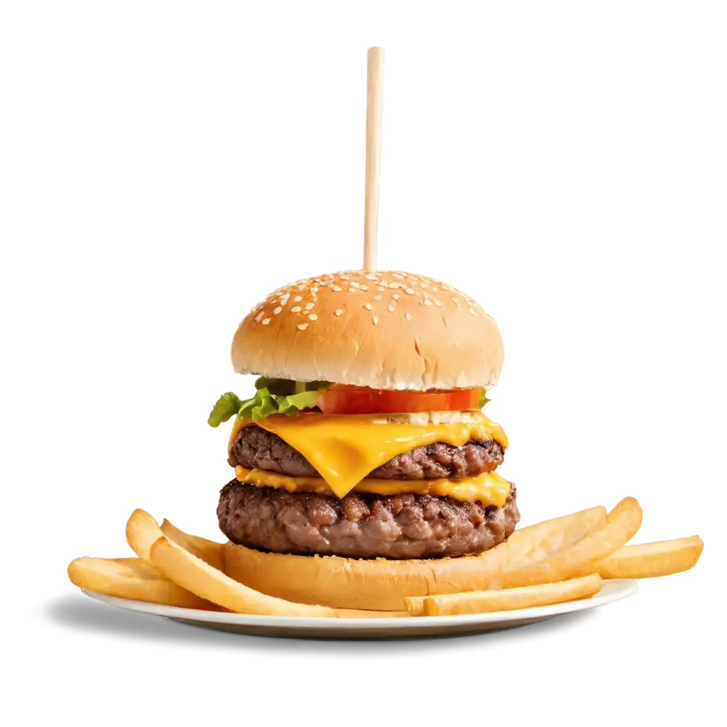 Tall-Stacked-Cheeseburger-PNG-Image-for-Digital-Design-and-Marketing