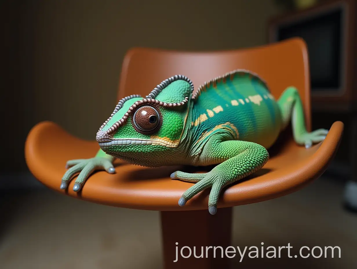 Chameleon-Resting-on-Chair