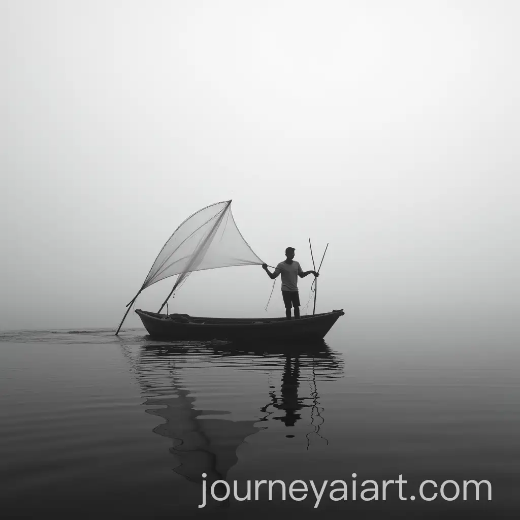 Young-Fisherman-Casting-Nets-in-Foggy-Lake-with-Long-Exposure-Photography
