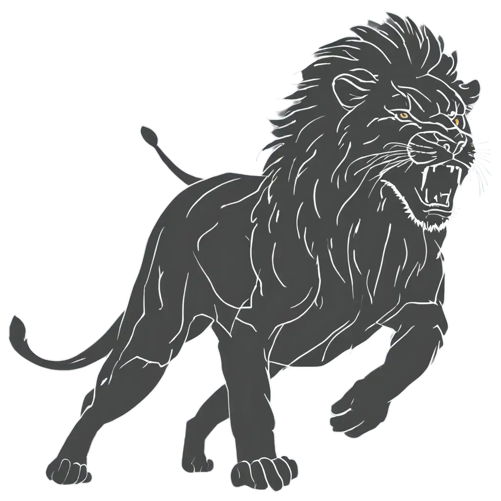 Lion-Roaring-with-Thunder-and-Lightning-Black-and-White-Vector-PNG-Illustration-for-HighImpact-Visuals