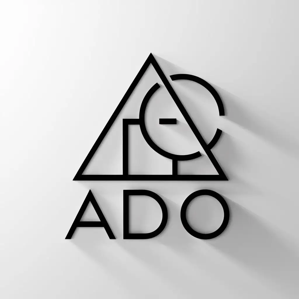 a logo design,with the text "ado", main symbol:triangle square circle,Minimalistic,clear background