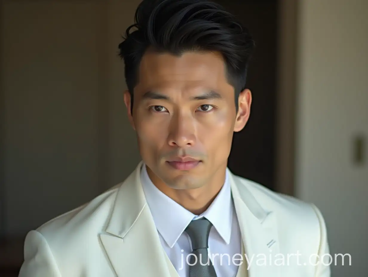 Handsome-Asian-Man-in-Elegant-White-Wedding-Suit-with-Intense-Gaze