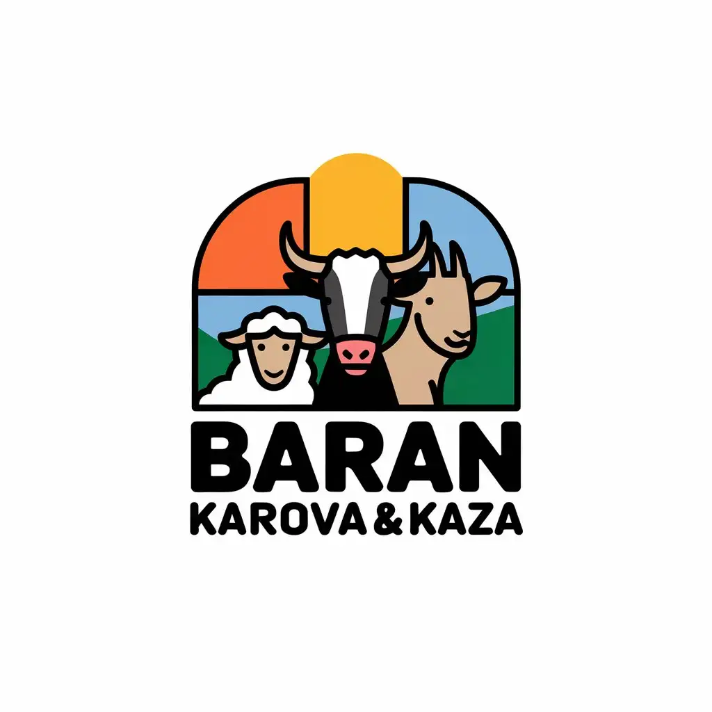 LOGO Design for Baran Karova Kaza Vector Design with Sheep Cow and Goat Symbols