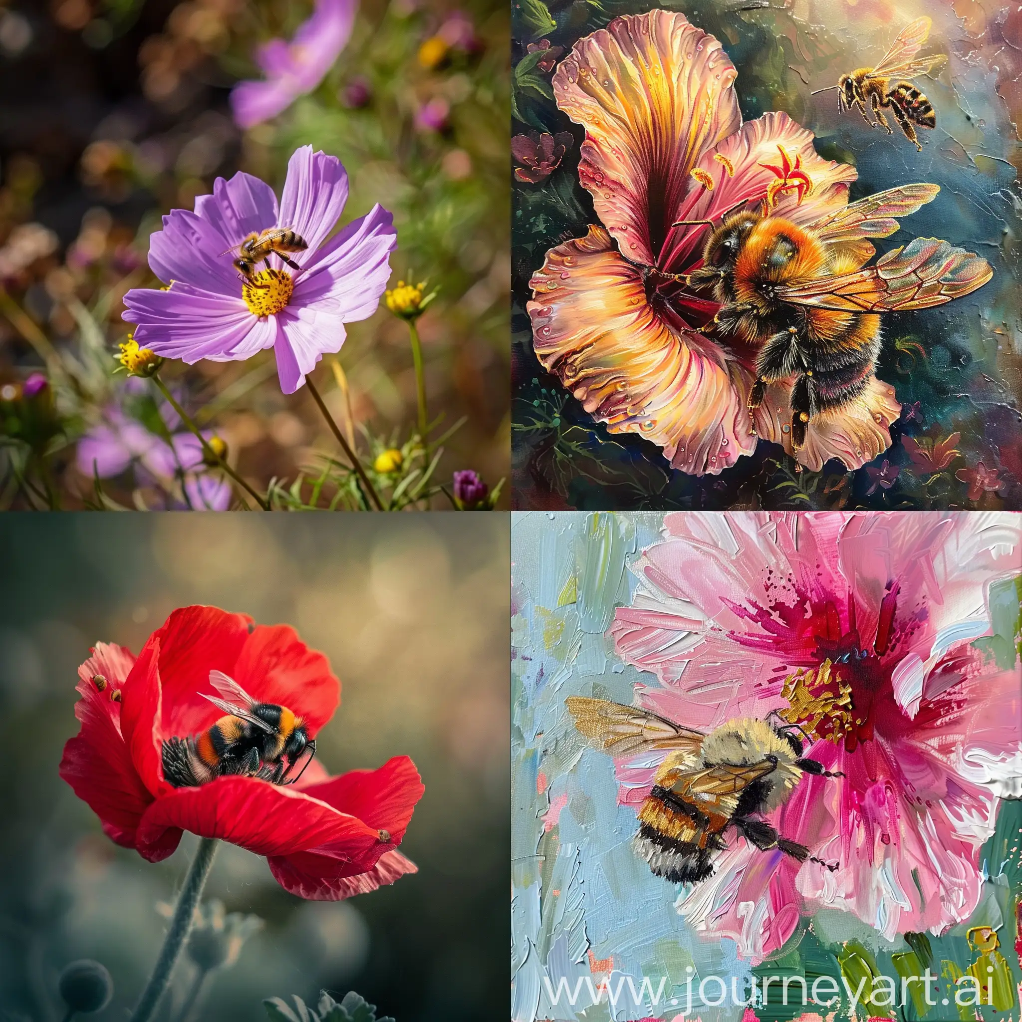 Colorful-Flower-with-Bee-Pollinating