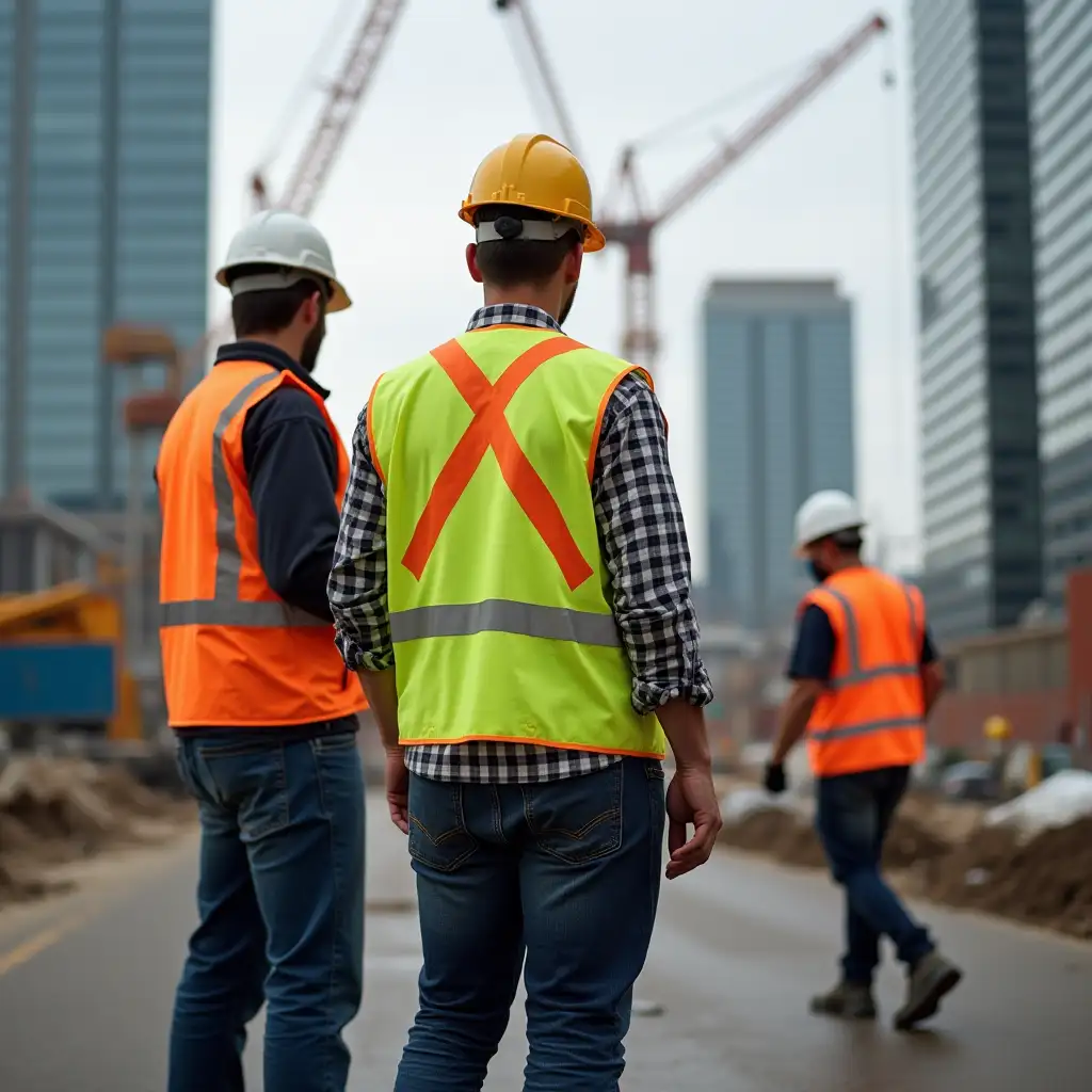 Construction-Workers-in-Reflective-Vests-on-a-Busy-Construction-Site