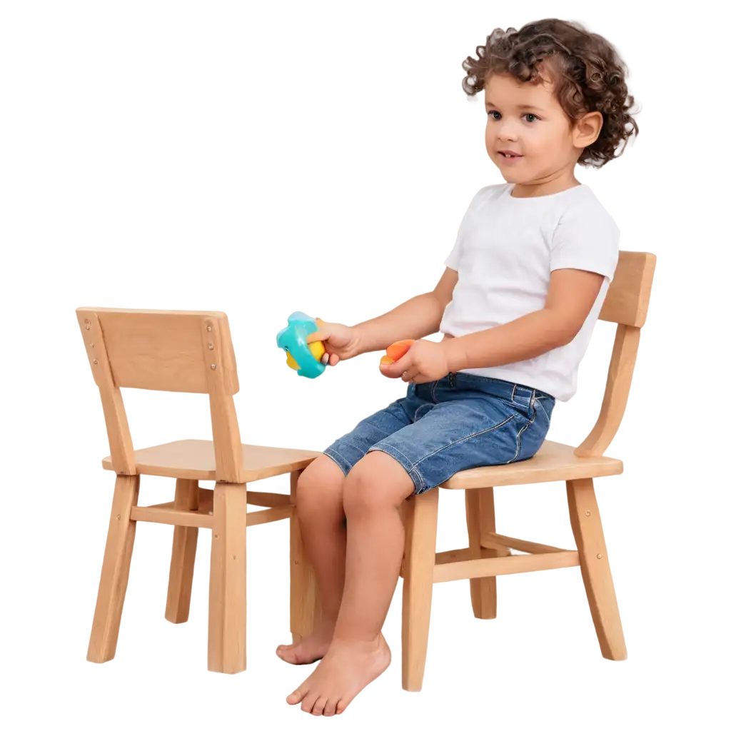 3YearOld-Child-with-Toy-on-Wooden-Chair-PNG-Image-Joyful-and-Innocent-Portrait