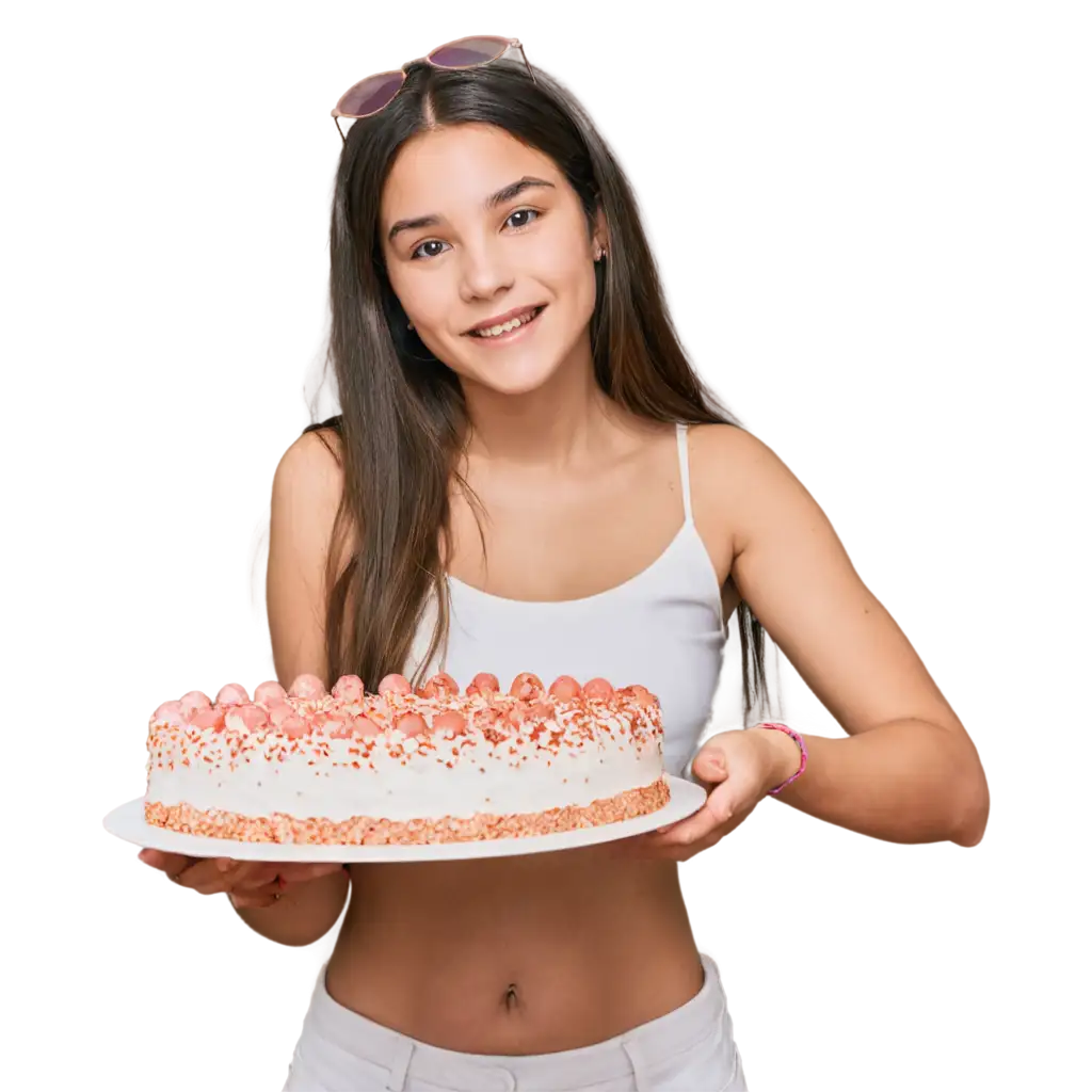 18YearOld-Girl-with-Cake-and-Balls-HighQuality-PNG-Illustration