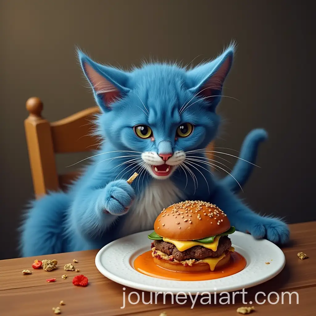 Blue-Cat-Eating-Dinner