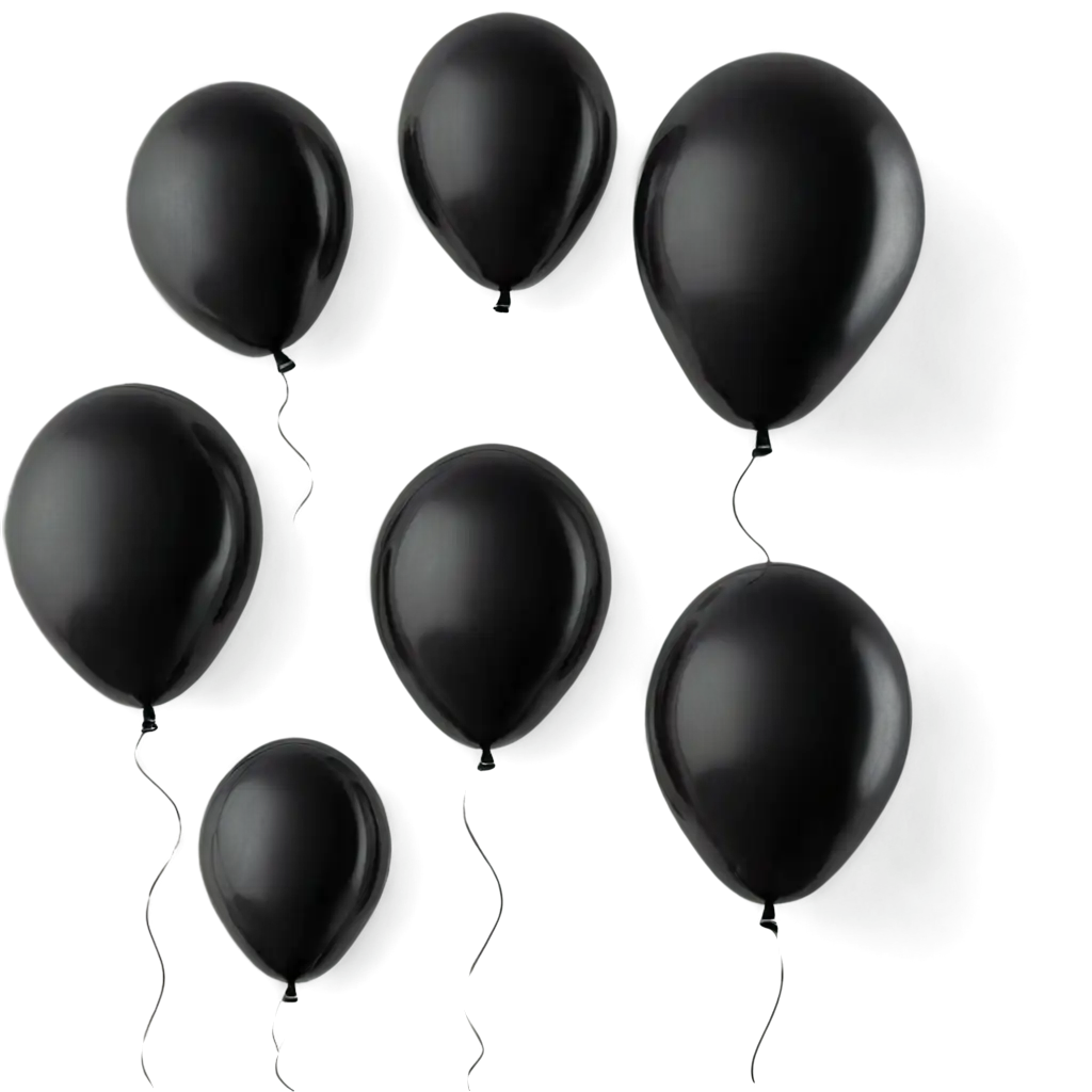 40-Black-Realistic-Balloons-Rising-Up-PNG-HighQuality-Transparent-Image-for-Various-Uses