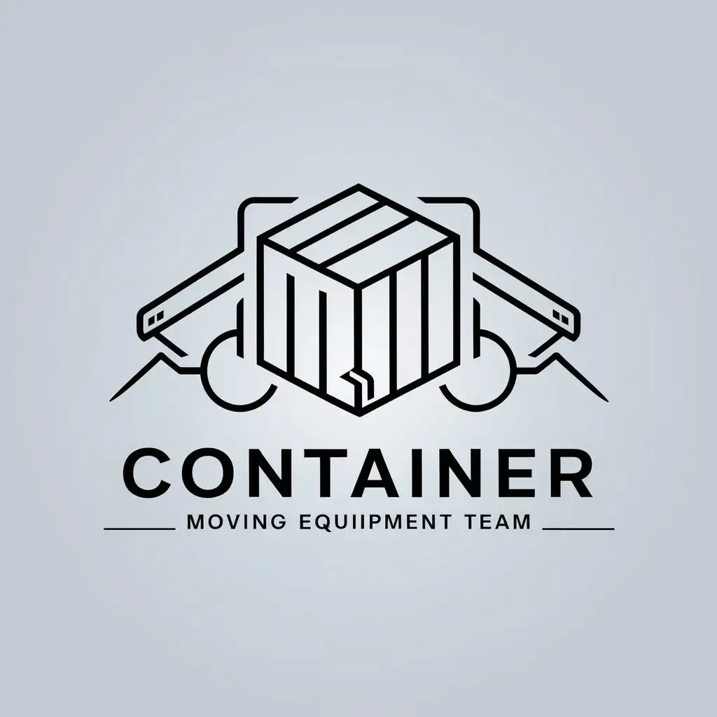 a vector logo design,with the text "container moving equipment team", main symbol:shipping container, transshipment device,Minimalistic,be used in Technology industry,clear background