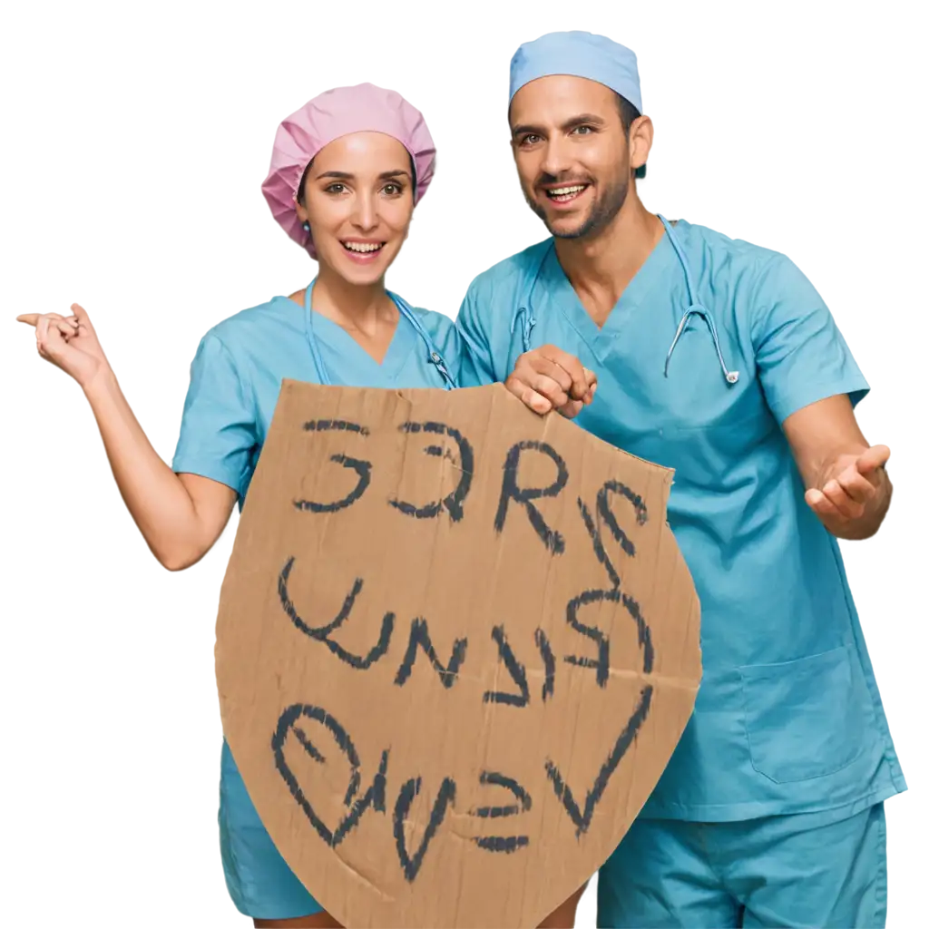 Happy-Doctors-Leaving-Operation-in-PNG-Format-Joyful-Medical-Team-in-Scrubs-with-Surgical-Hats