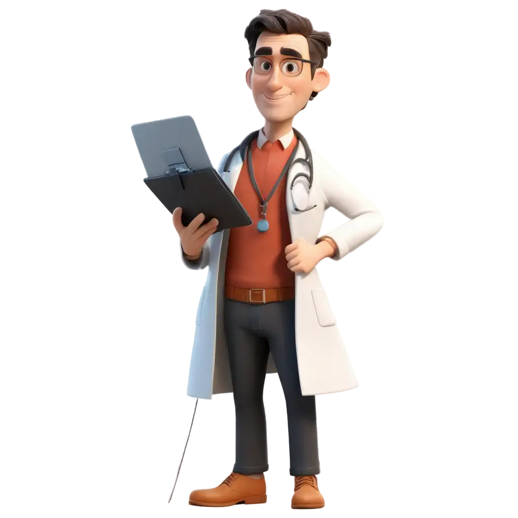 Adult doctor cartoon 3D character with mediscien