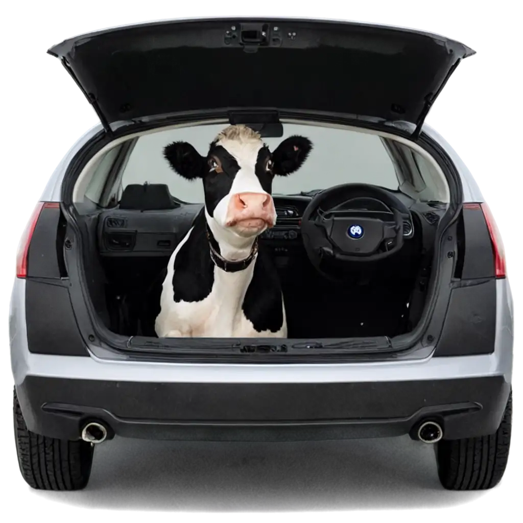 CowAI-Image-Prompt-Analysis-Sitting-Inside-a-BMW-HighQuality-PNG-Image-for-Creative-Uses