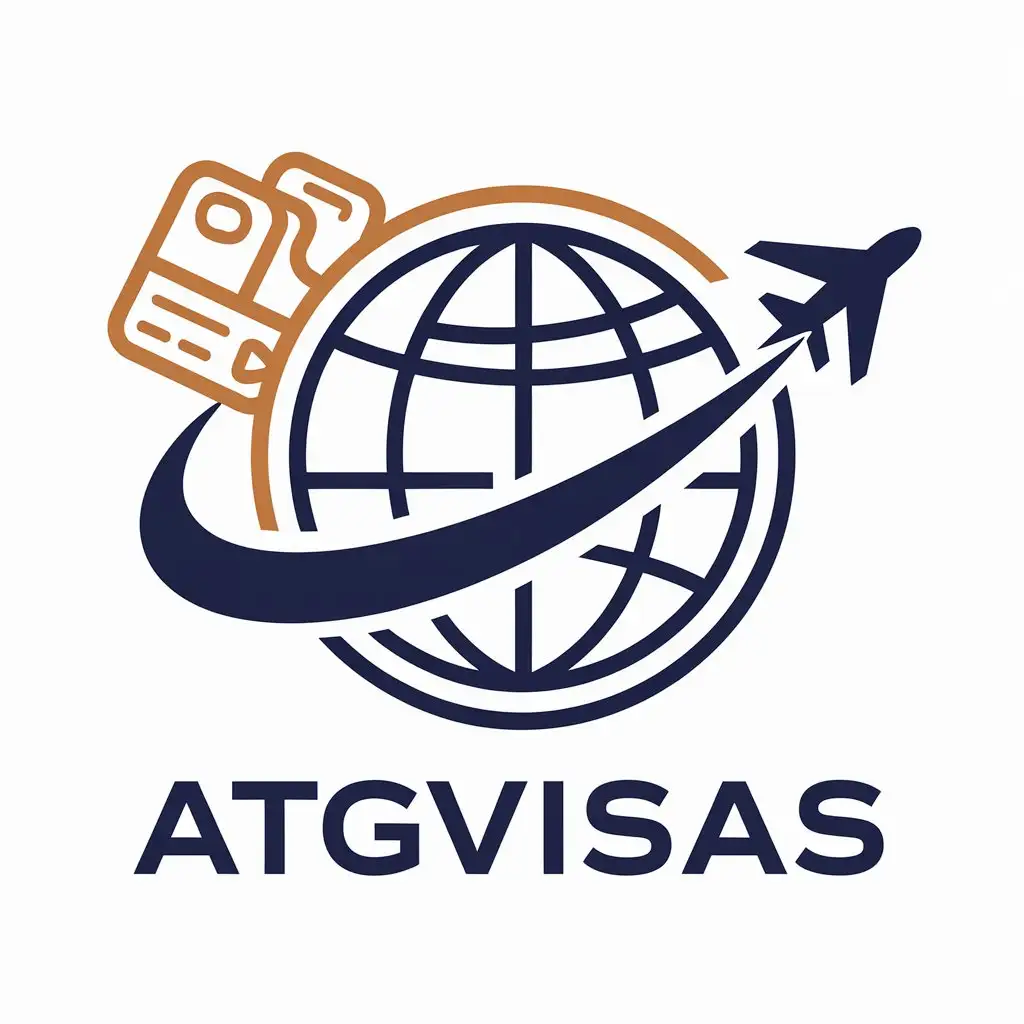 LOGO Design for ATGVisas Globe Flight Ticket and Plane Theme for Travel Industry