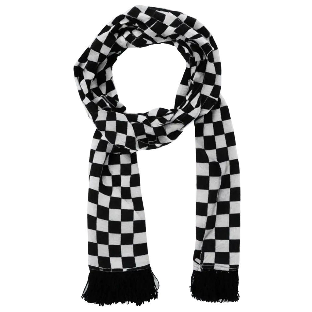 Checkered-Pattern-Scarf-with-Black-King-Chessboard-Print-PNG-Image