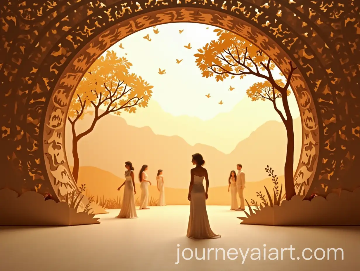 Lustrous-Silhouettes-Minimalist-Art-Nouveau-Festival-Stage-in-Lasercut-Plywood