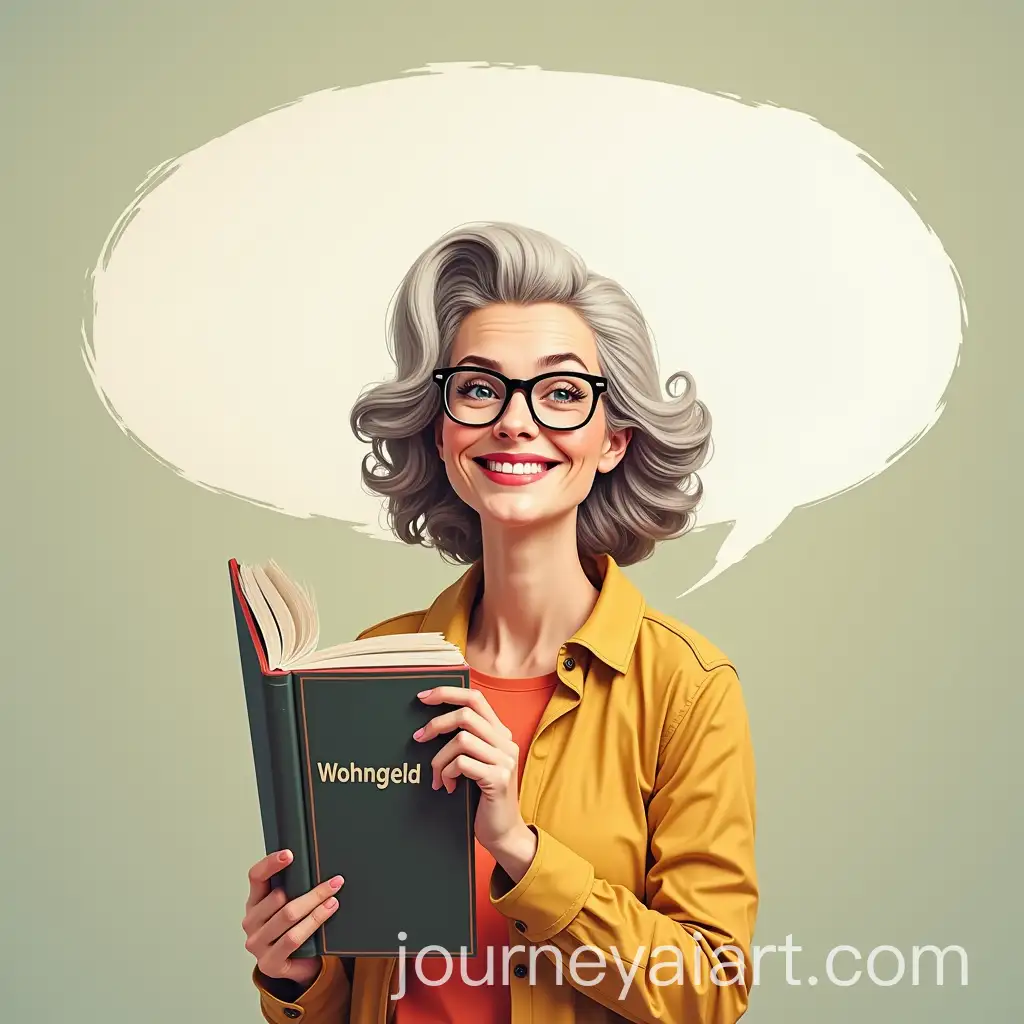 MiddleAged-Nerdy-Woman-Winking-with-a-Book-and-Speech-Bubble-for-Text