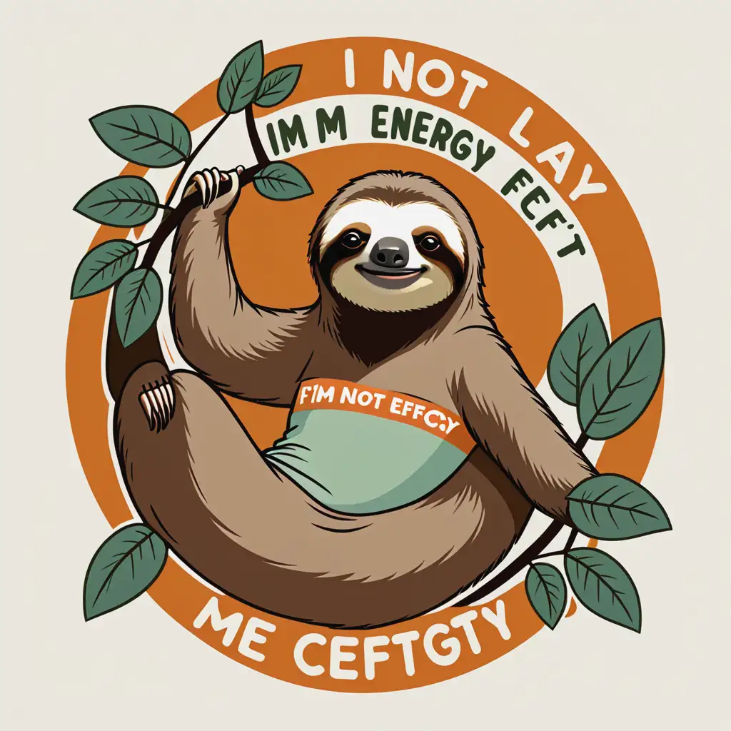 Retro-Vintage-TShirt-Design-with-Sloth-and-Humorous-Text-Im-Not-Lazy-Im-Energy-Efficient